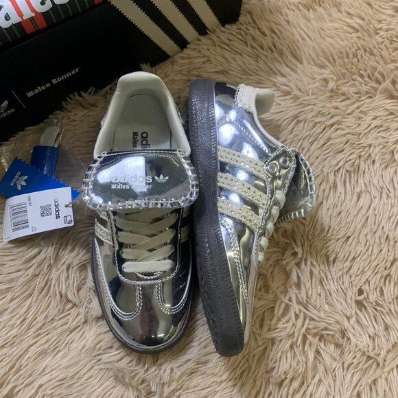 New Adidas Samba x Wales Bonner Silver Metallic Women Sneaker - Picture 3 of 7